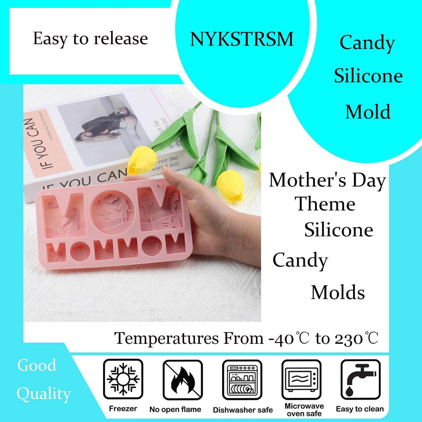 Moldes de caramelo de silicona temática día de la madre