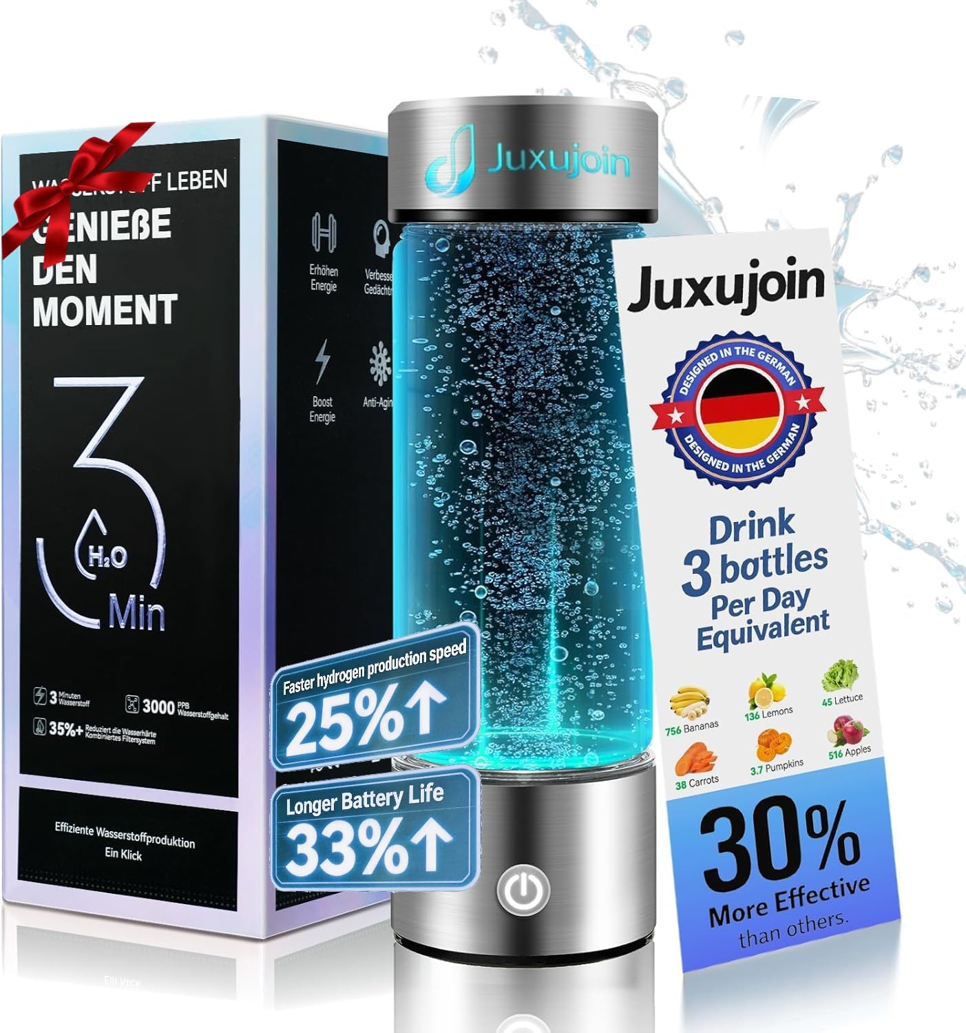 Generador agua hidrógeno 24h doble contenido