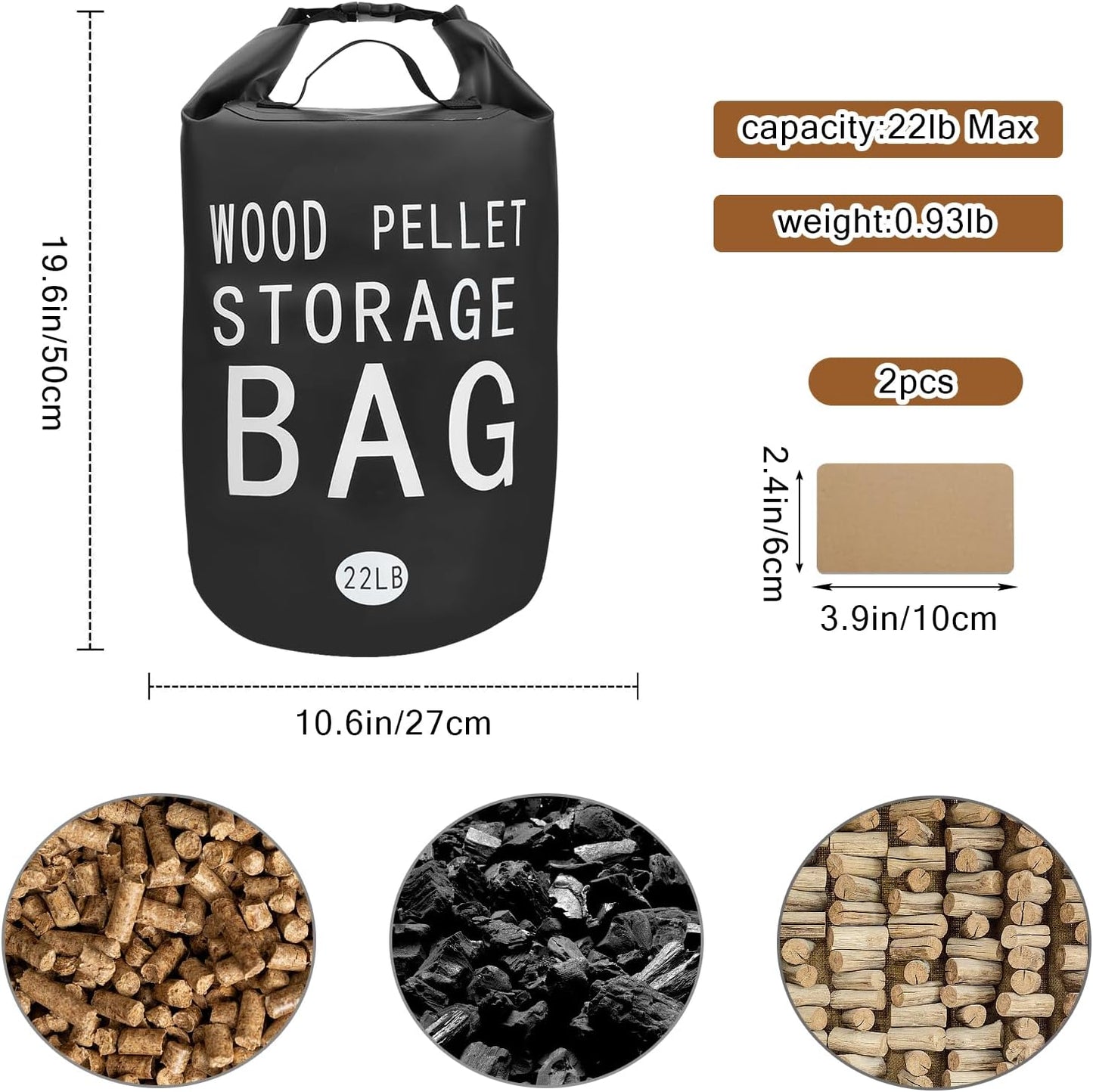 Bolsa almacenamiento pellets madera 22lb con asas