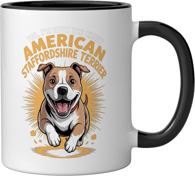 Taza Cerámica Perro American Staffordshire Terrier Negro/Blanco