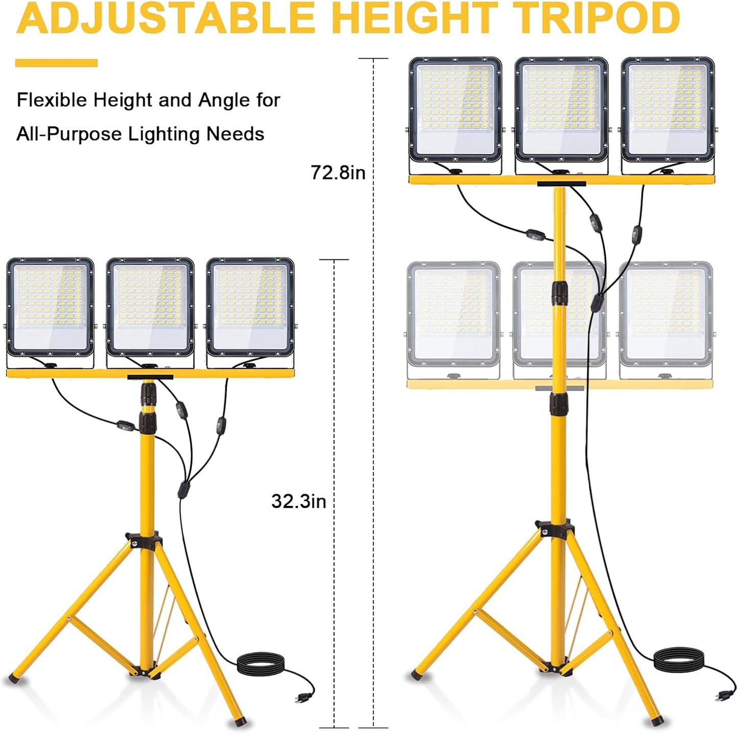 Luz trabajo 3 LED ajustable IP67 trípode plegable 16ft