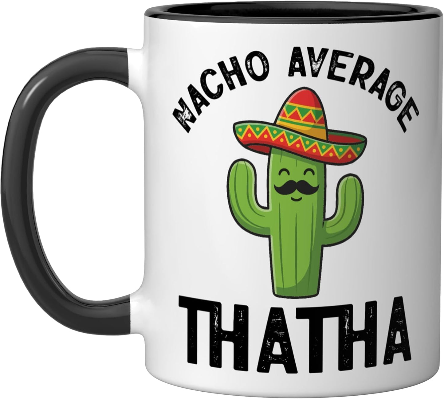 Taza cerámica Nacho Average THATHA abuelo mexicano negro/blanco