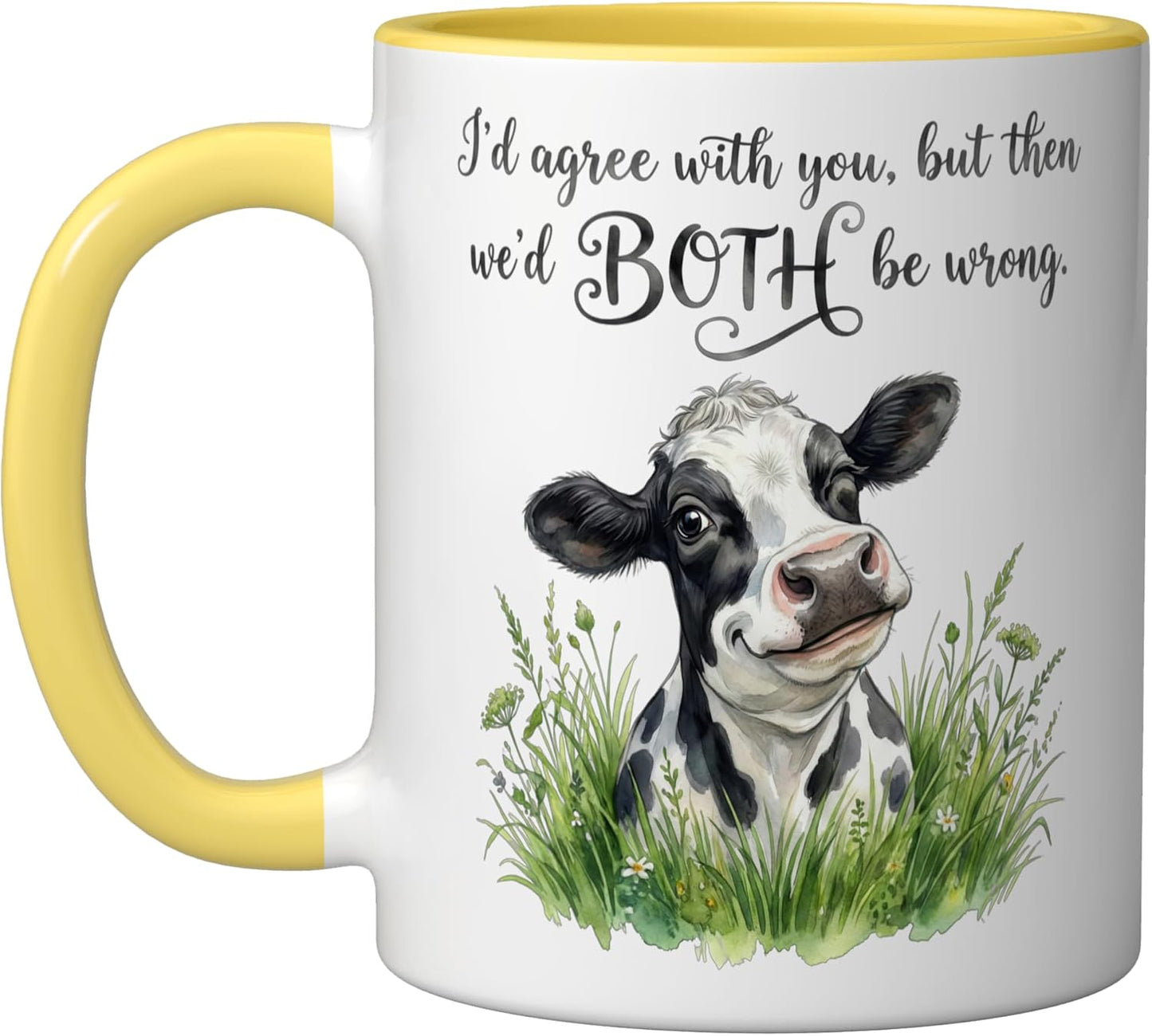Taza Cerámica Granja Vaca Humor Amarillo/Blanco