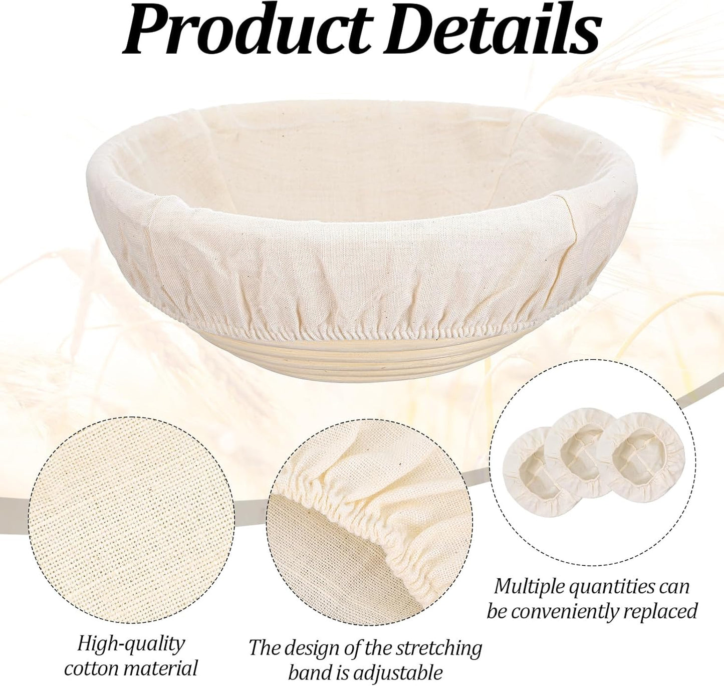 Forros de tela para cestas a prueba de pan TIESOME 10 pulgadas redondas