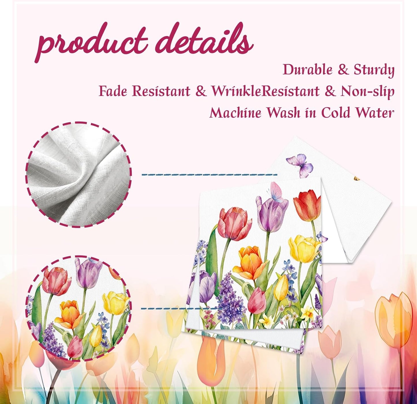 Camino mesa tulipanes patrón mariposa rosa amarilla 13x72pulg