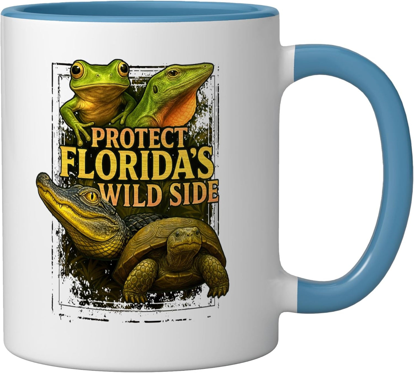 Taza Cerámica Protege Fauna Florida Azul/Blanco