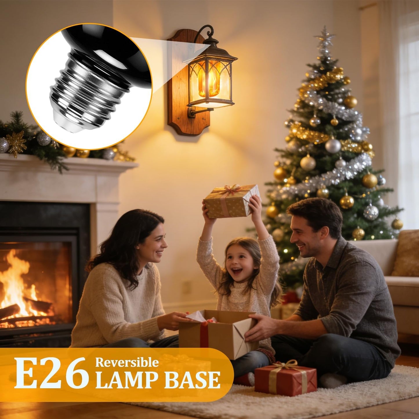 Bombilla LED E26 con efecto llama realista y sensor gravedad