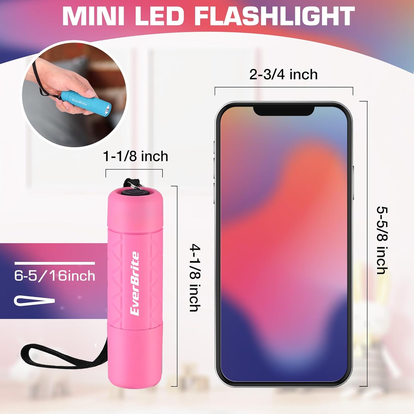 3 Pzas Linterna LED Rosa Verde Azul Con Cordón Campamento