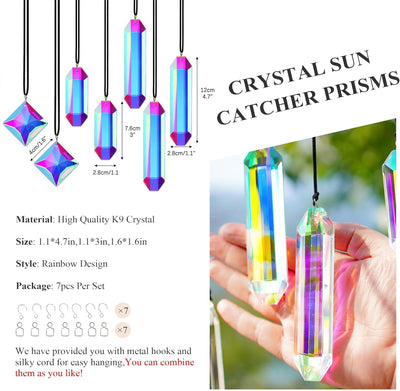 7 Prismas Cristal AB para Colgar Ventana Decoración