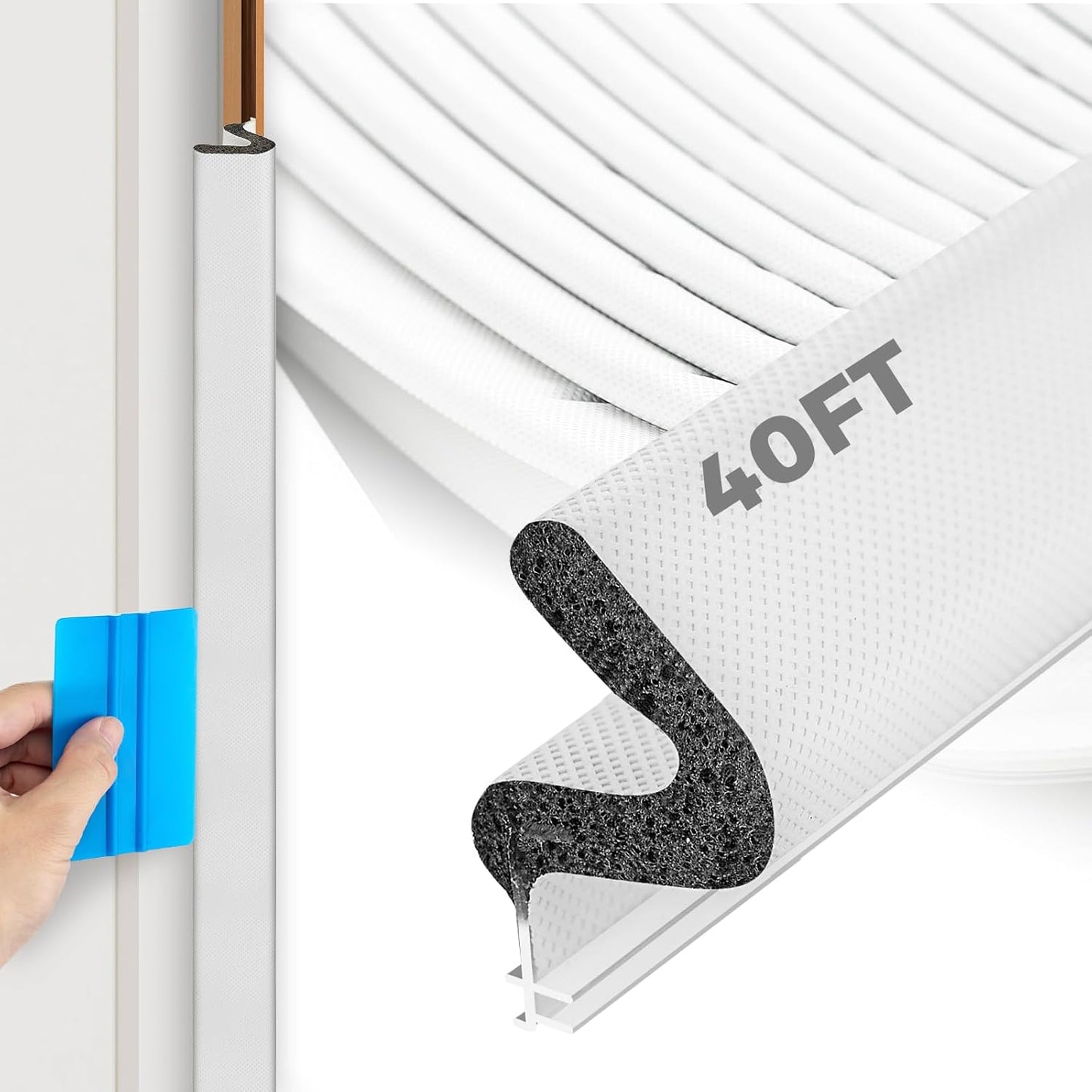 Sello puerta 40ft espuma Kerf con herramienta raspar blanco