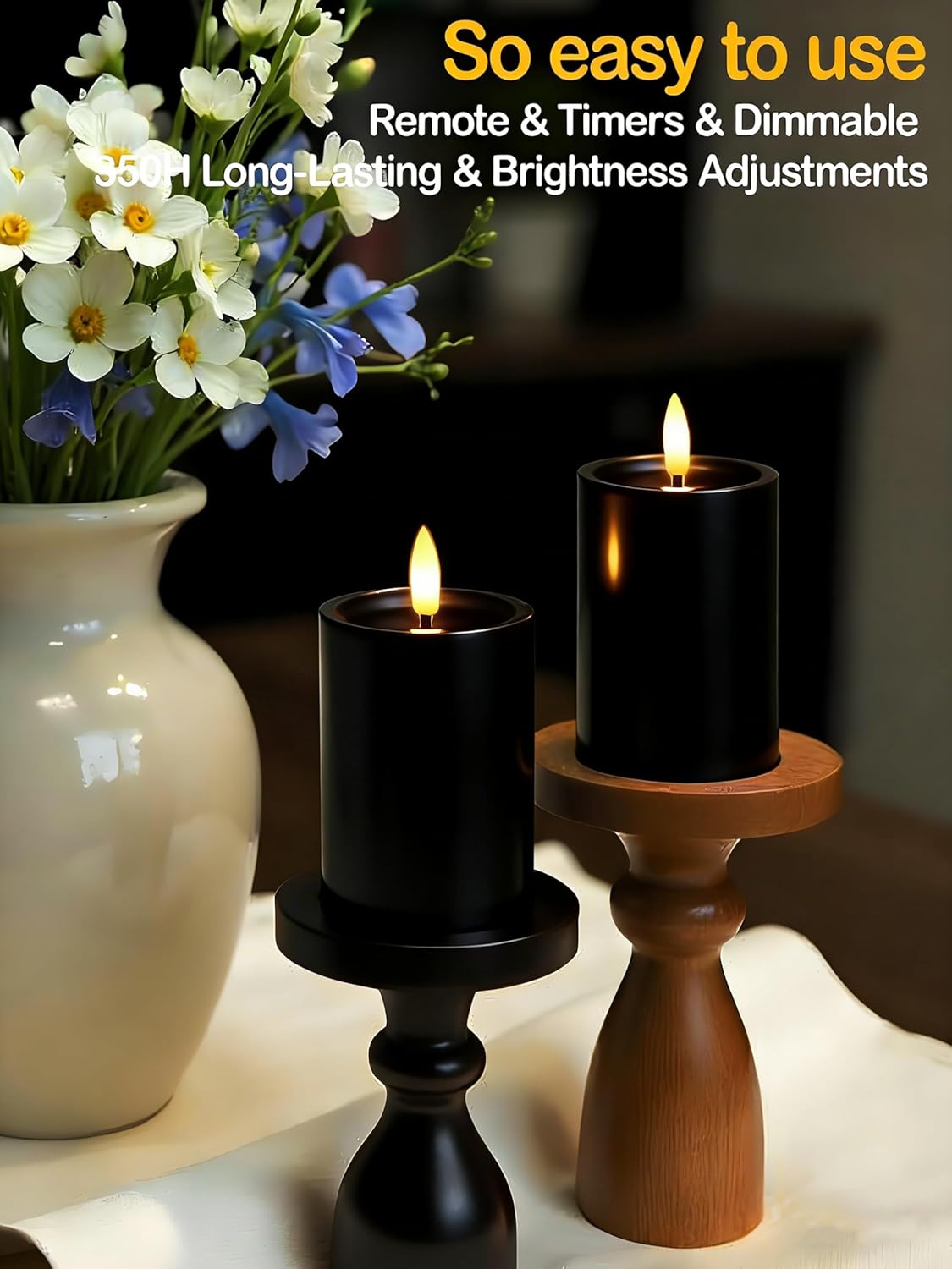 Velas LED impermeables 3x4pulg exteriores control remoto