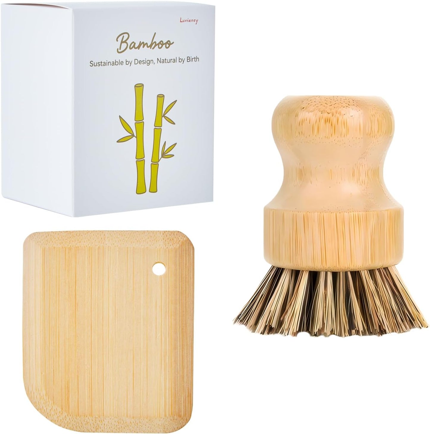 Cepillo hierro fundido bambú raspador sartenes cocina