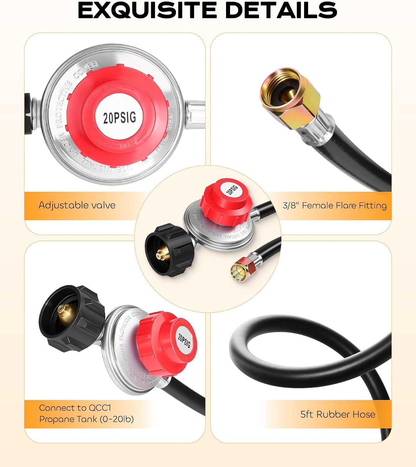 Adaptador manguera propano 5ft regulador 0~20 PSI