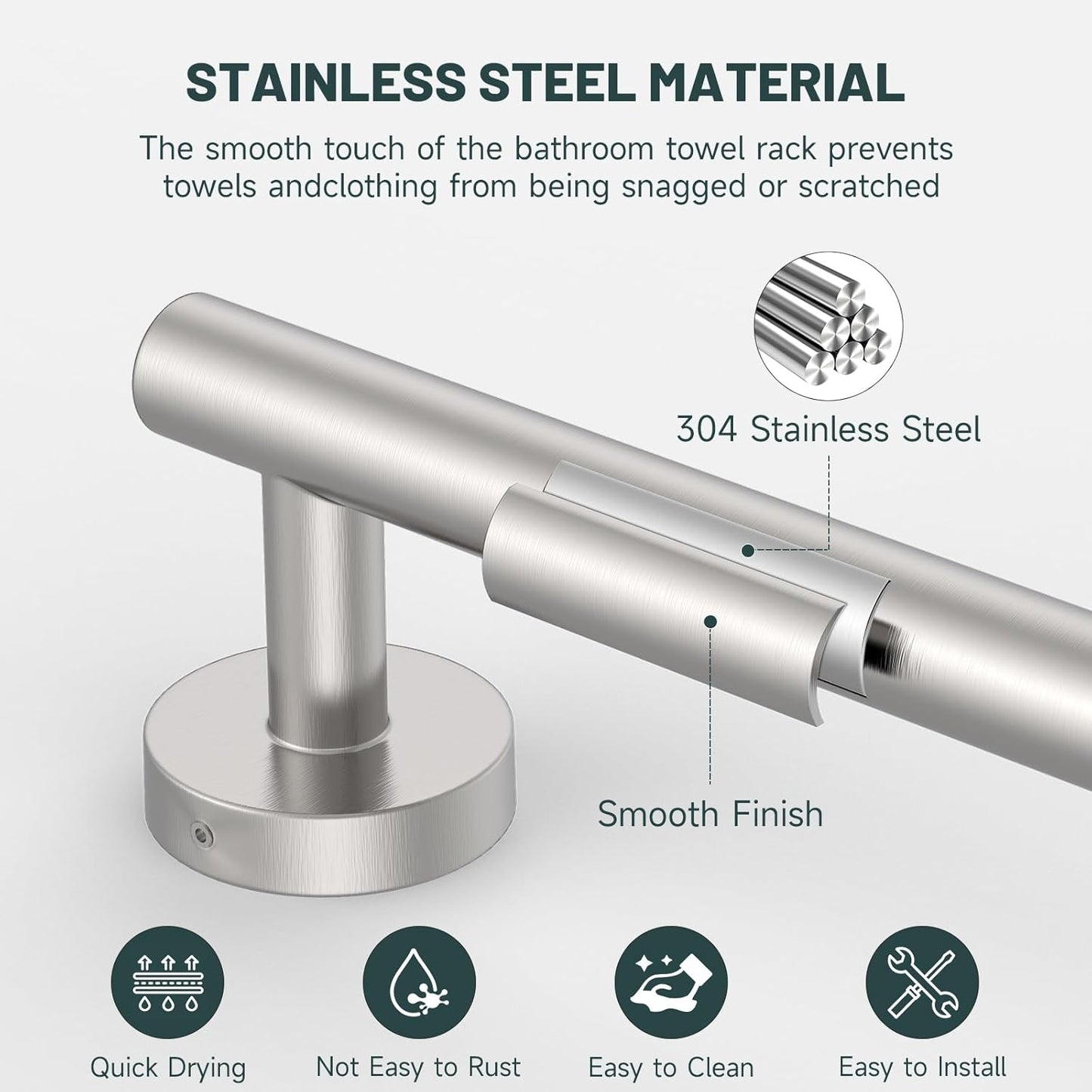 Toallero 24pulg acero inox níquel cepillado pared