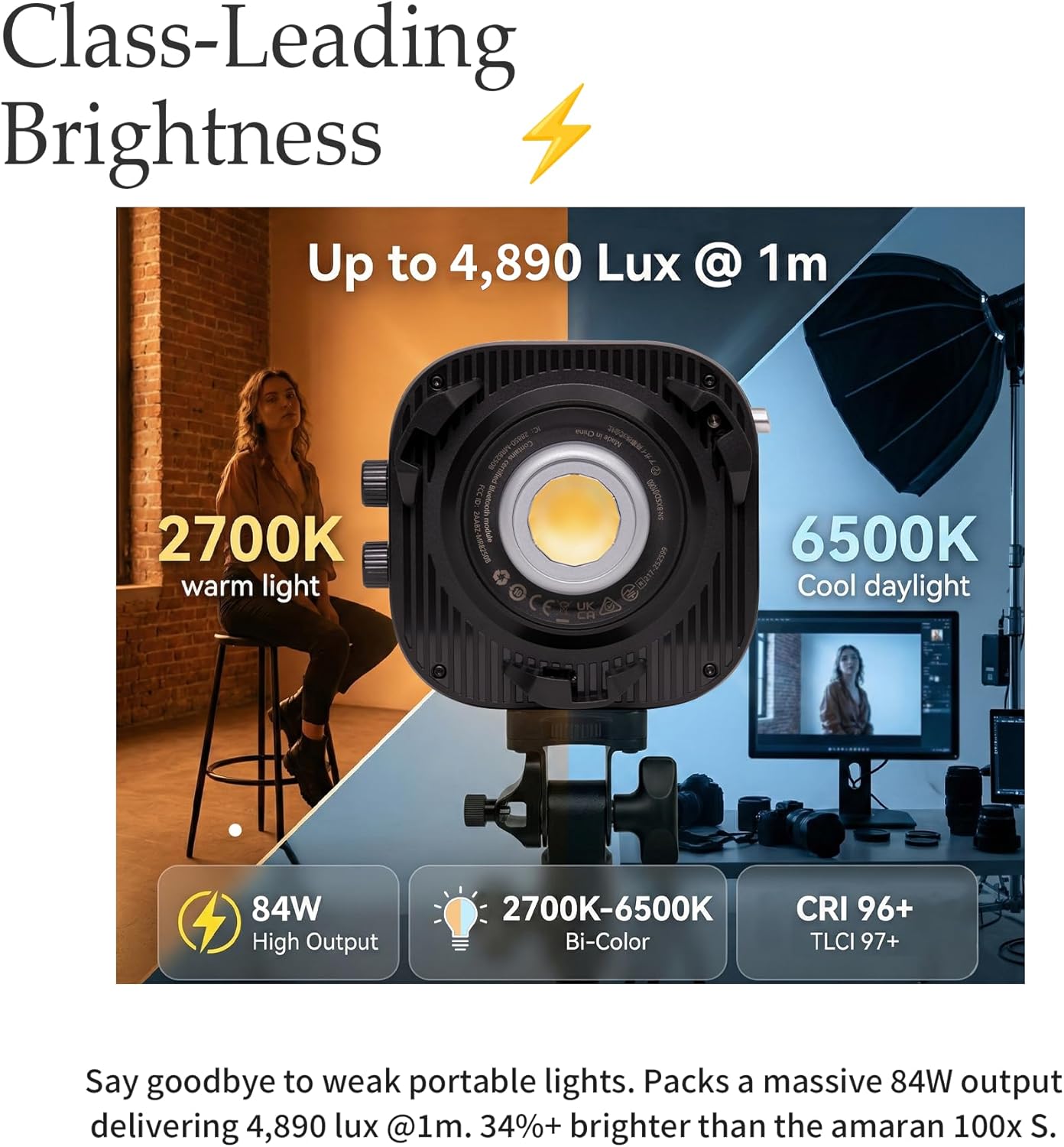 Halo 100x Luz LED Bicolor 100W salida continua estudio