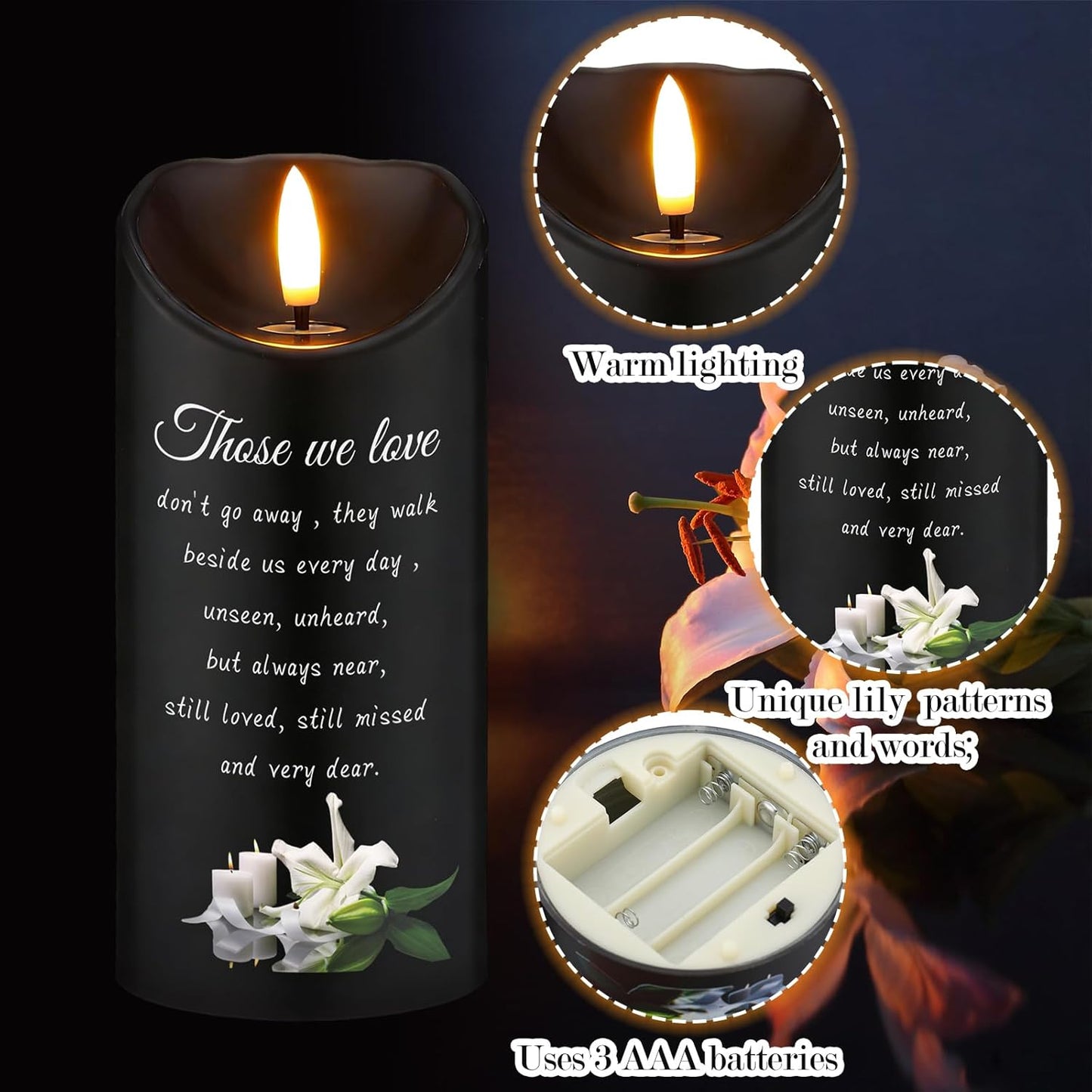 Velas LED lirio regalo condolencias con batería
