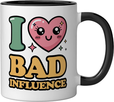 Taza cerámica I Love Bad Influence negra/blanca