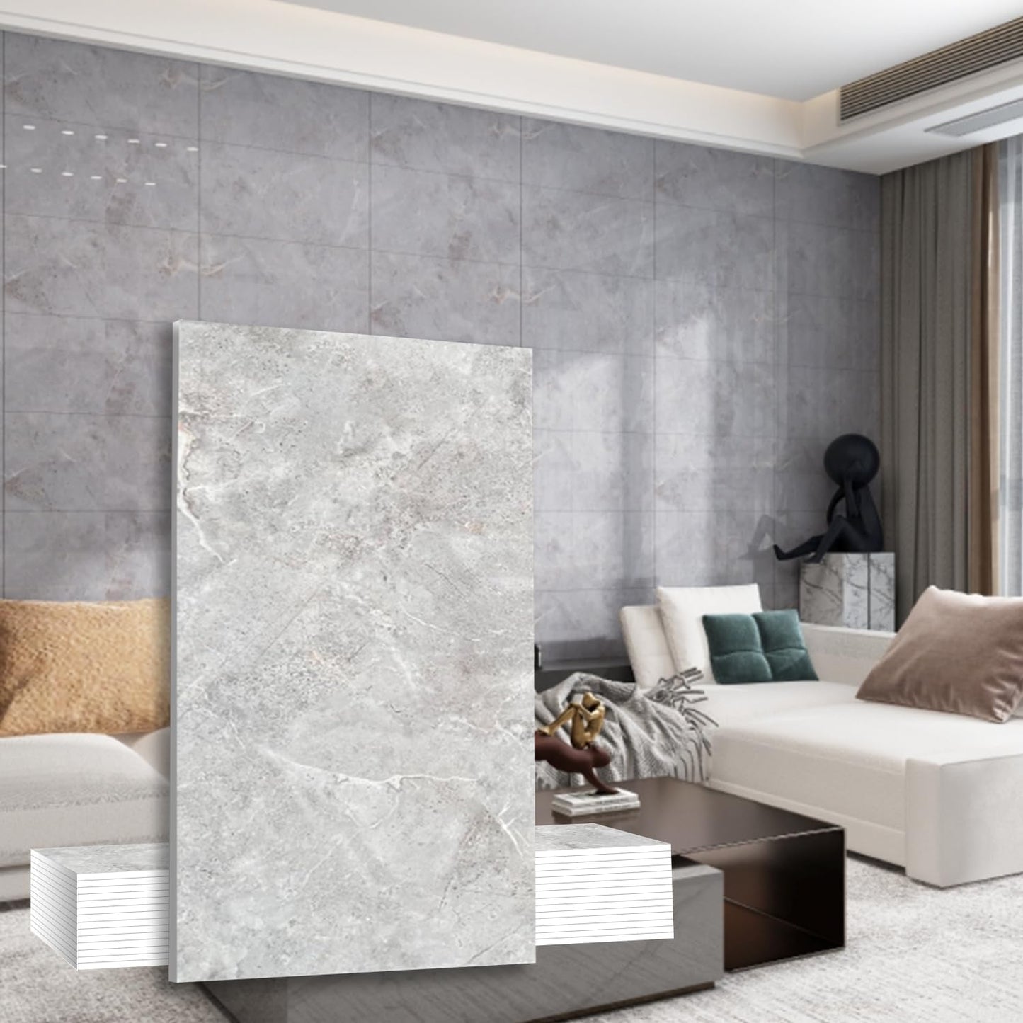 Paneles pared mármol 10 hojas 23.6x11.8pulg 19.4ft² azulejo PVC