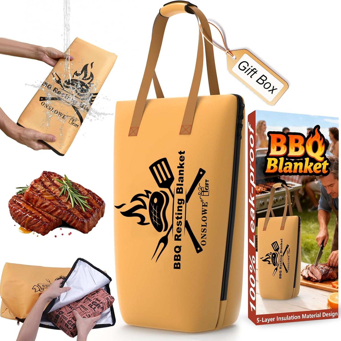 Manta para reposar carne 21pulg tela Oxford lavable