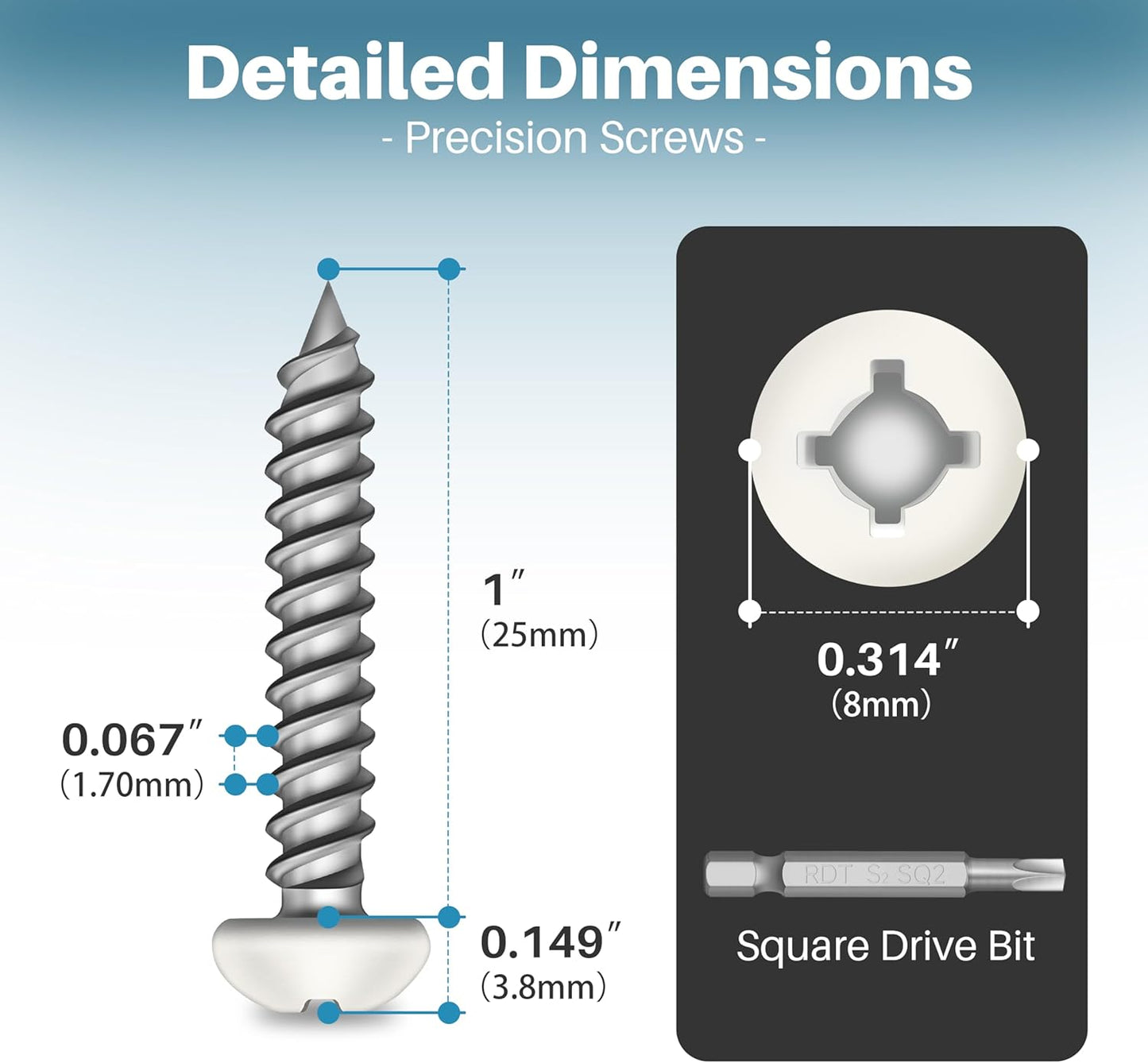 Set 50 tornillos cabeza plana blanca 8x1 para RV y remolque