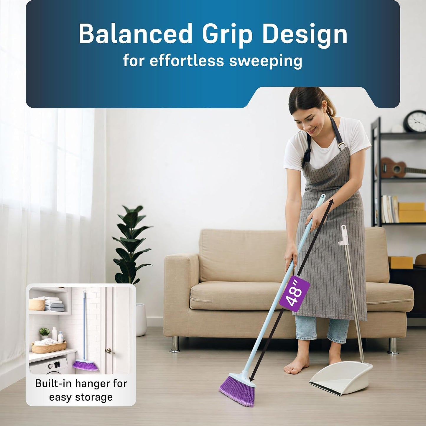 Escoba magnética suave 2unid morado para madera y suelos