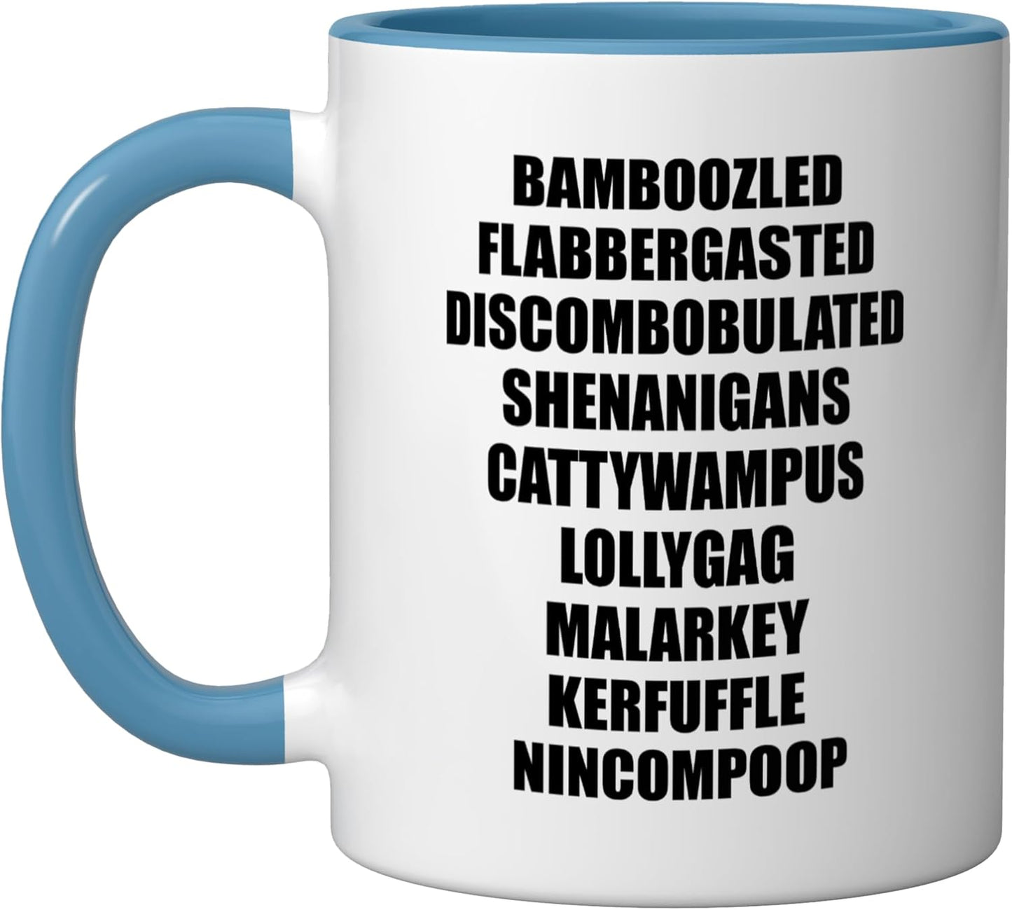 Taza Cerámica Azul/Blanco Palabras Locas