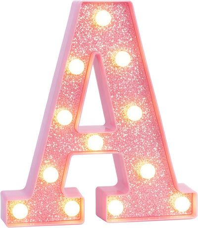 Letras LED rosa con purpurina para decorar mesas de cumpleaños