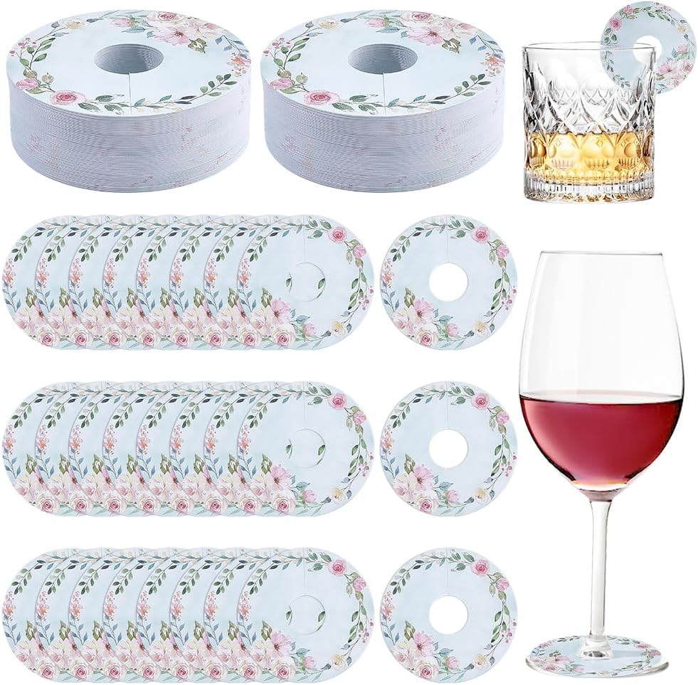 150 Etiquetas Bebidas Papel 2.8pulg Redondas Copa Vino