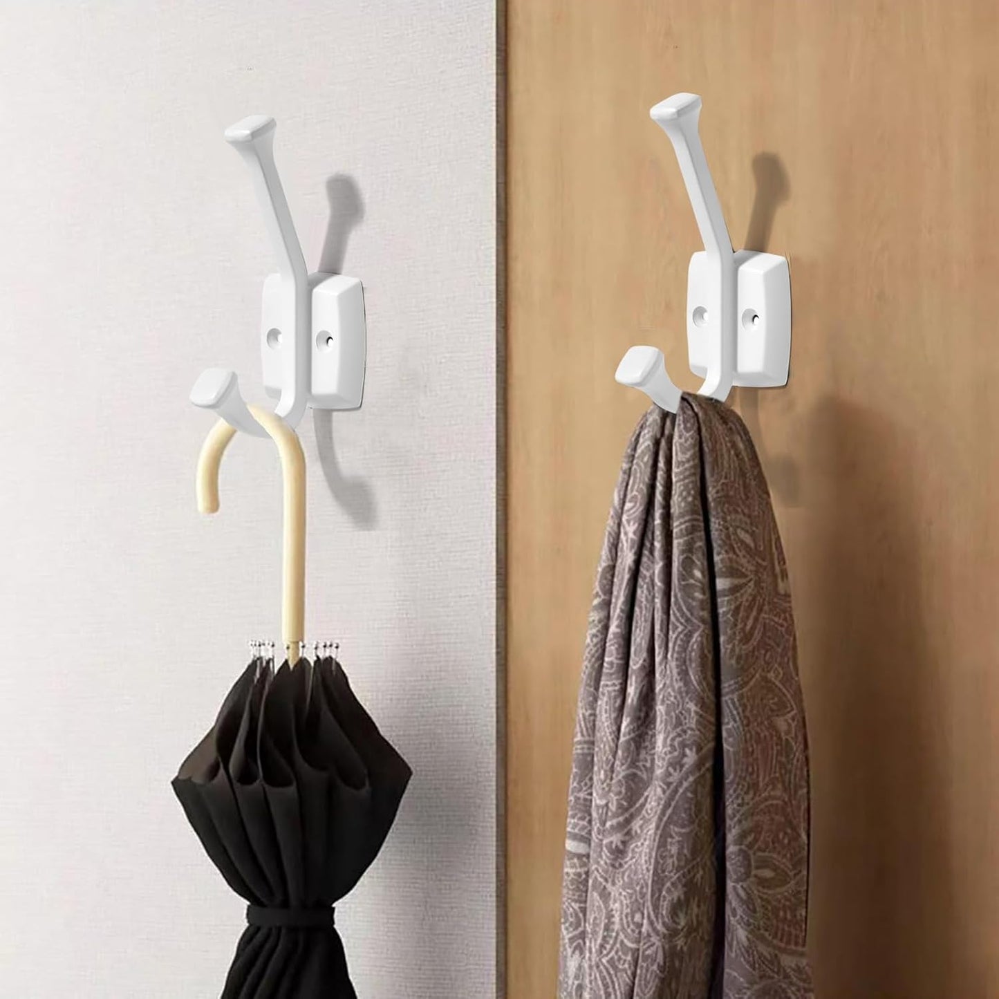 Pack 3 Ganchos Blancos Resistentes para Puertas Baños