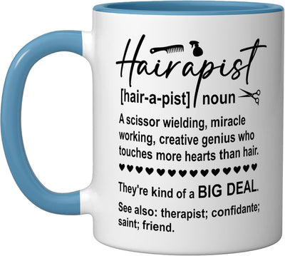 Taza cerámica para estilista peluquero barbería blue white