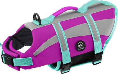 Chaleco salvavidas perros L con asas dobles reflectante morado