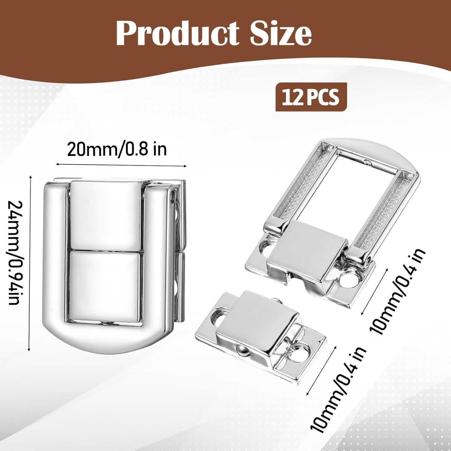 12 Pzas Pestillo Metal Caja Herramientas Plateado