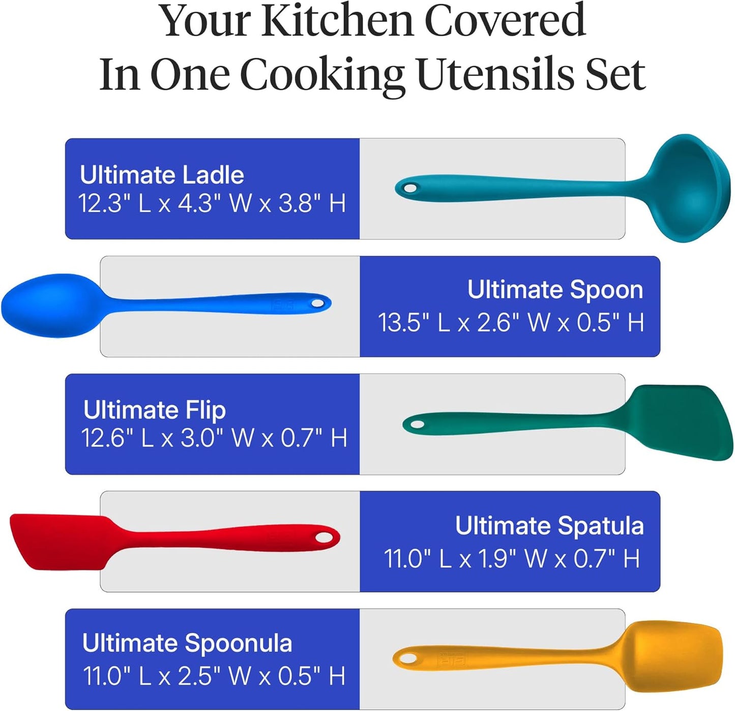 Set 5 Utensilios Silicona Cocina Antiadherente