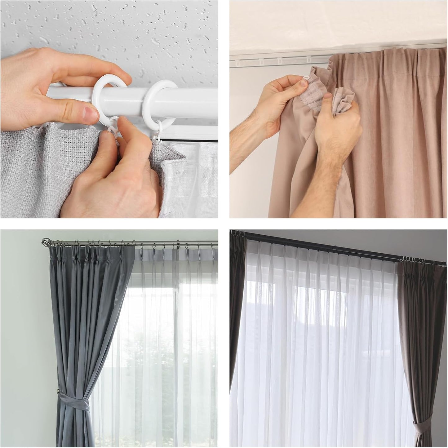 40 Ganchos Plástico Ajustables Para Cortinas Puerta Ventana