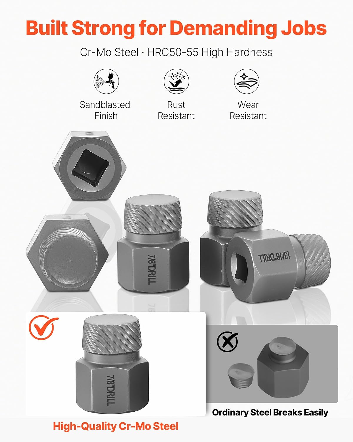 Set 27 Extractores Pernos Hexagonales Acero Resistente