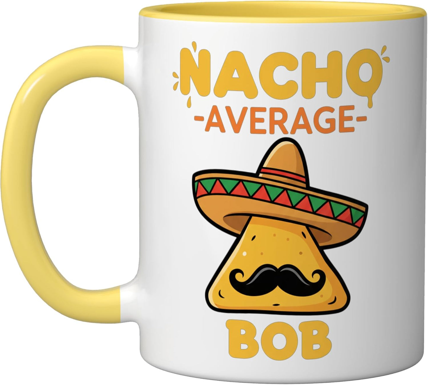 Taza cerámica Nacho Average Bob amarillo/blanco para fanático de comida mexicana