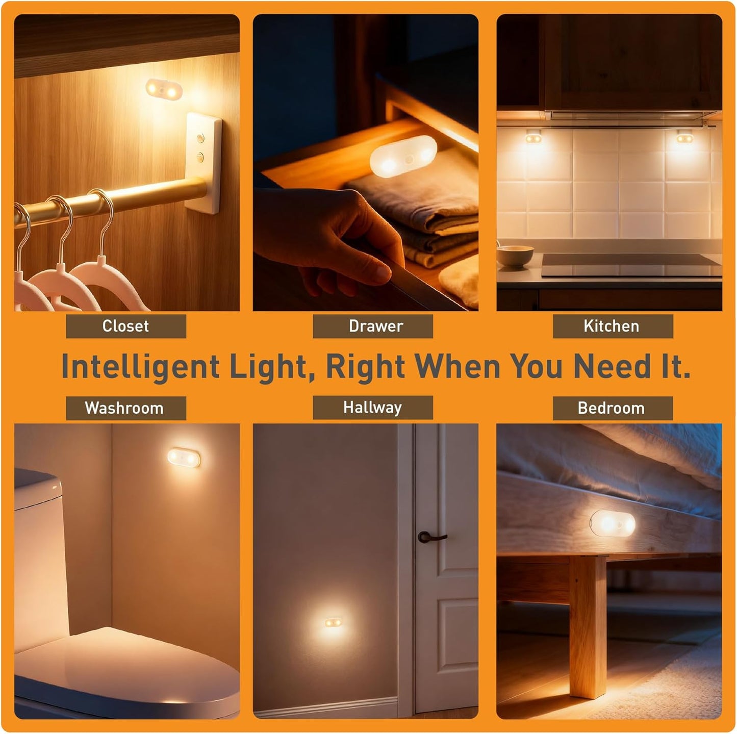 Luz nocturna recargable sensor movimiento baño dormitorio