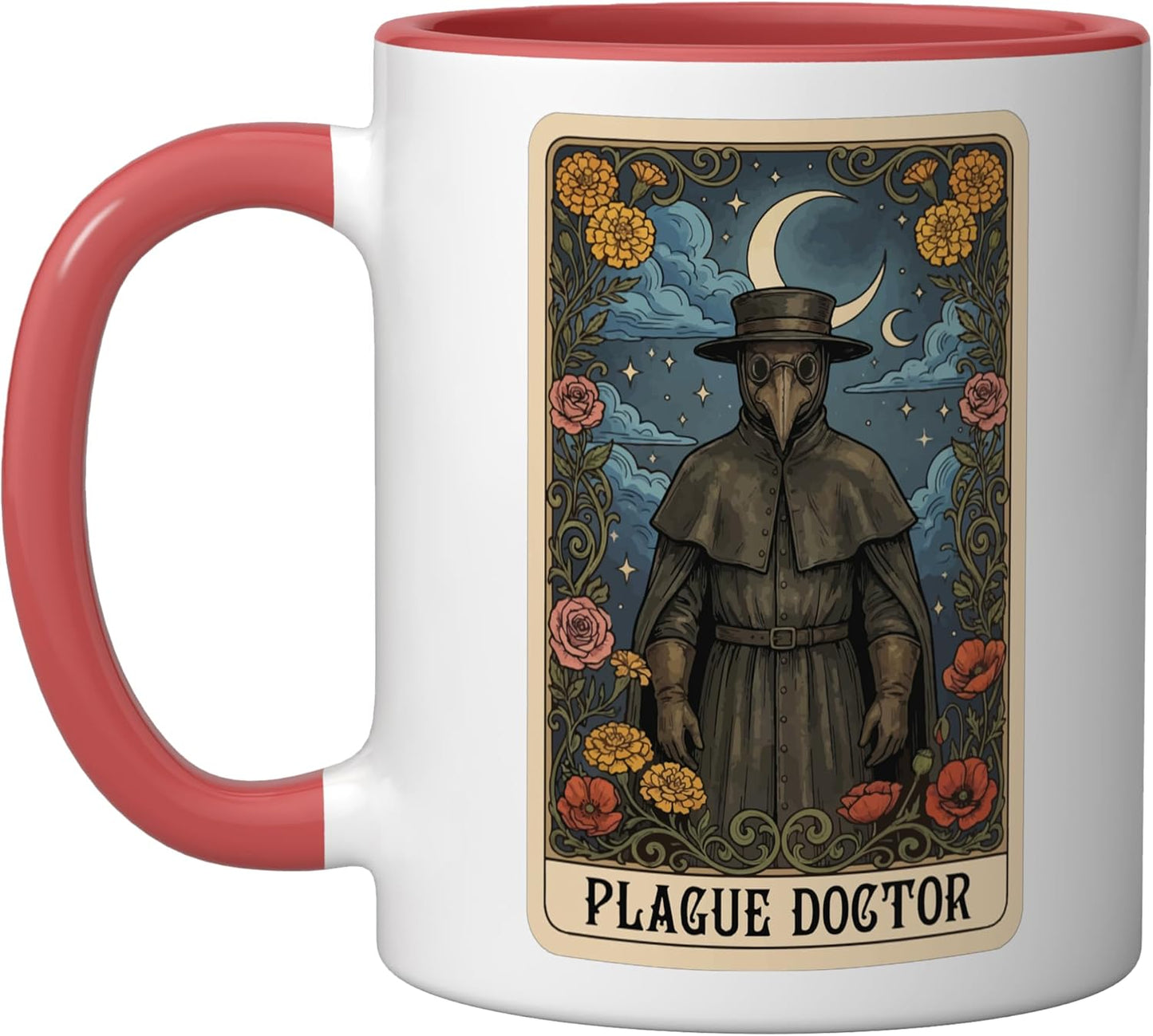 Taza Cerámica Tarot Plague Doctor Roja/Blanca