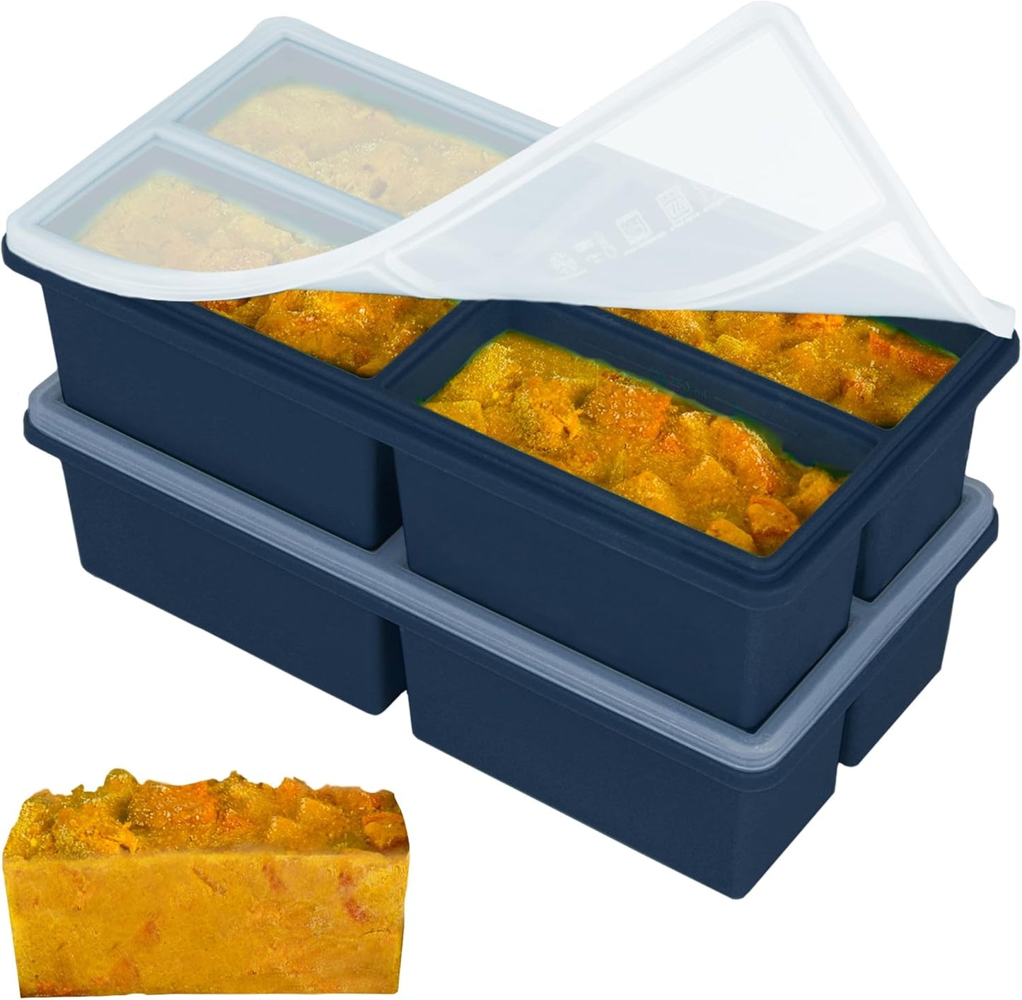 Moldes de silicona para congelar sopas y cubos de hielo con tapa