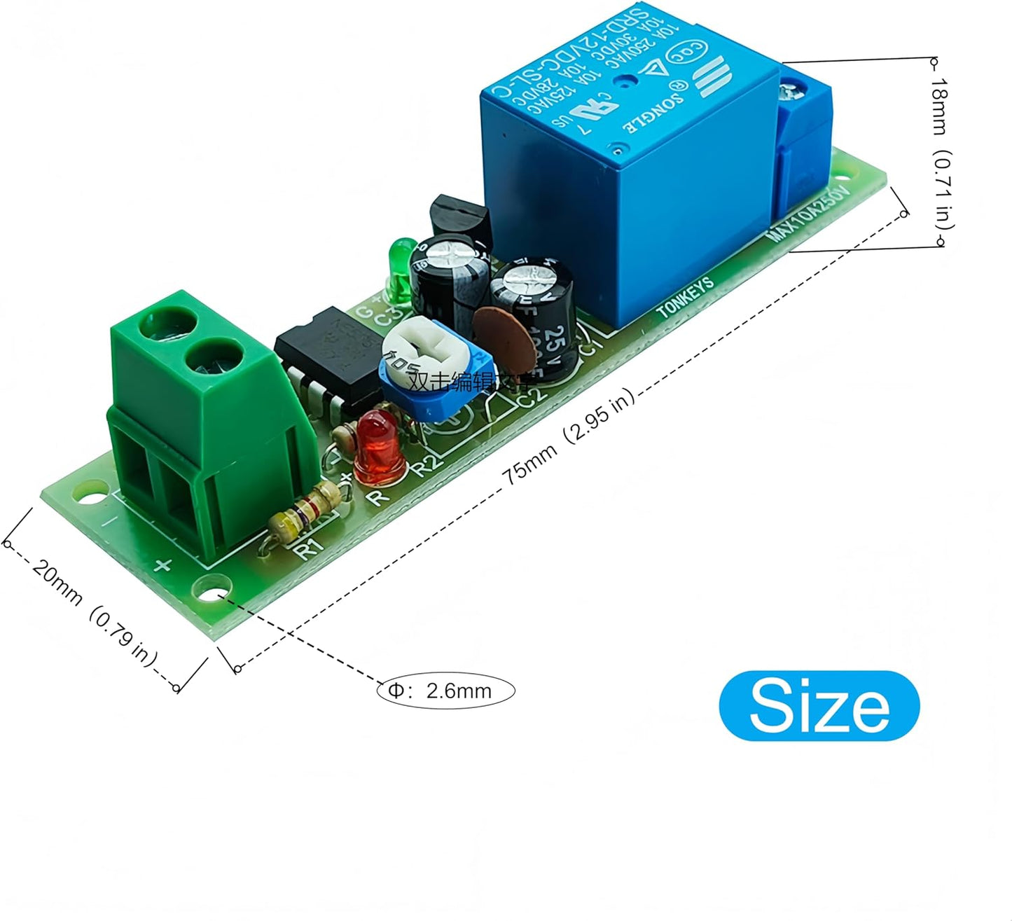 Módulo temporizador NE555 12V ajustable 0-60s
