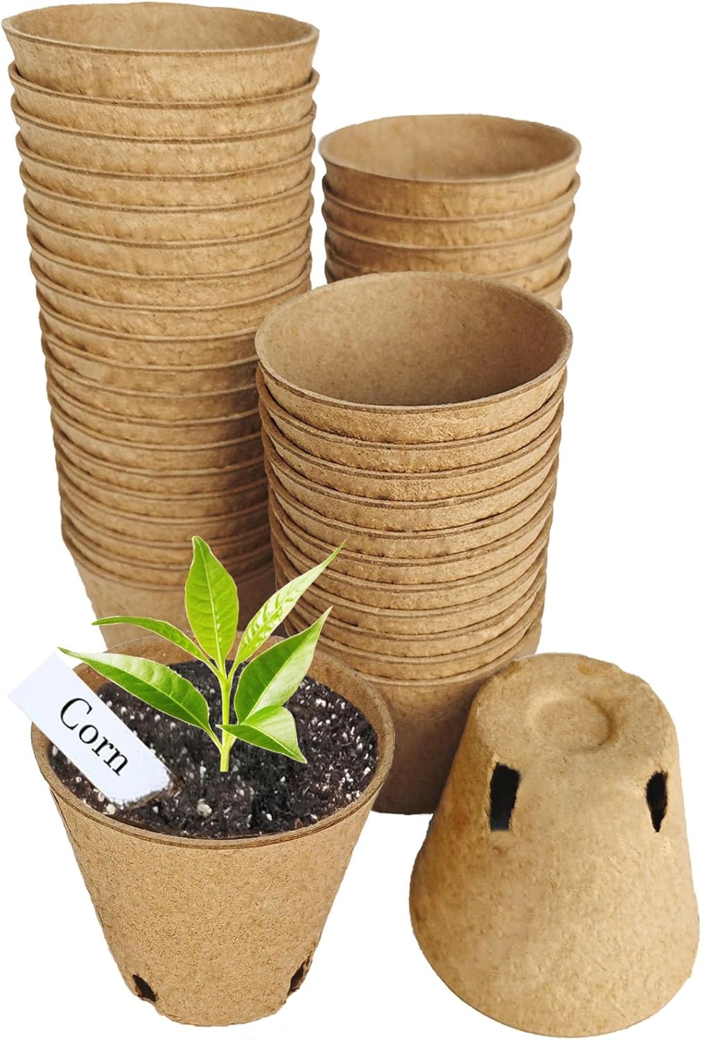 Macetas Turba Biodegradable 3.15pulg con Agujeros Drenaje