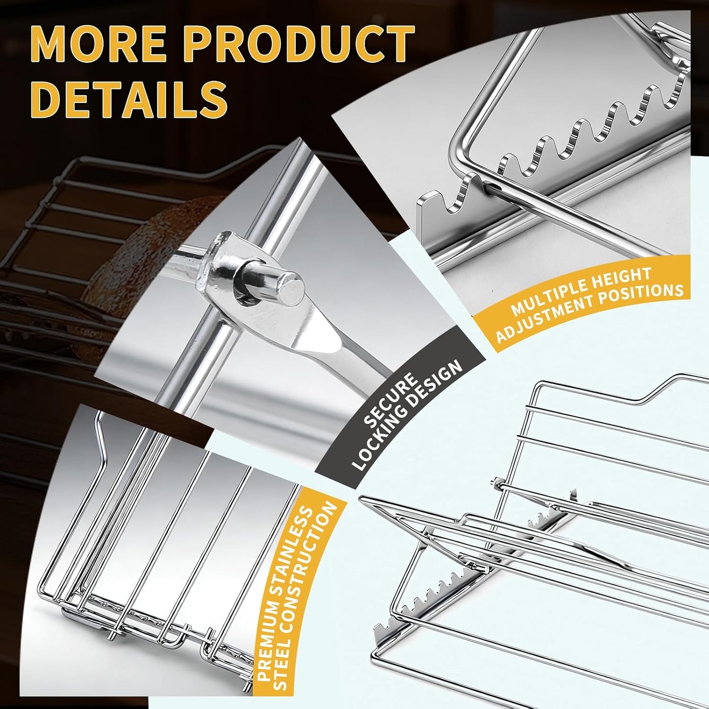Estante asar sartén 9x13pulg acero inox ajustable
