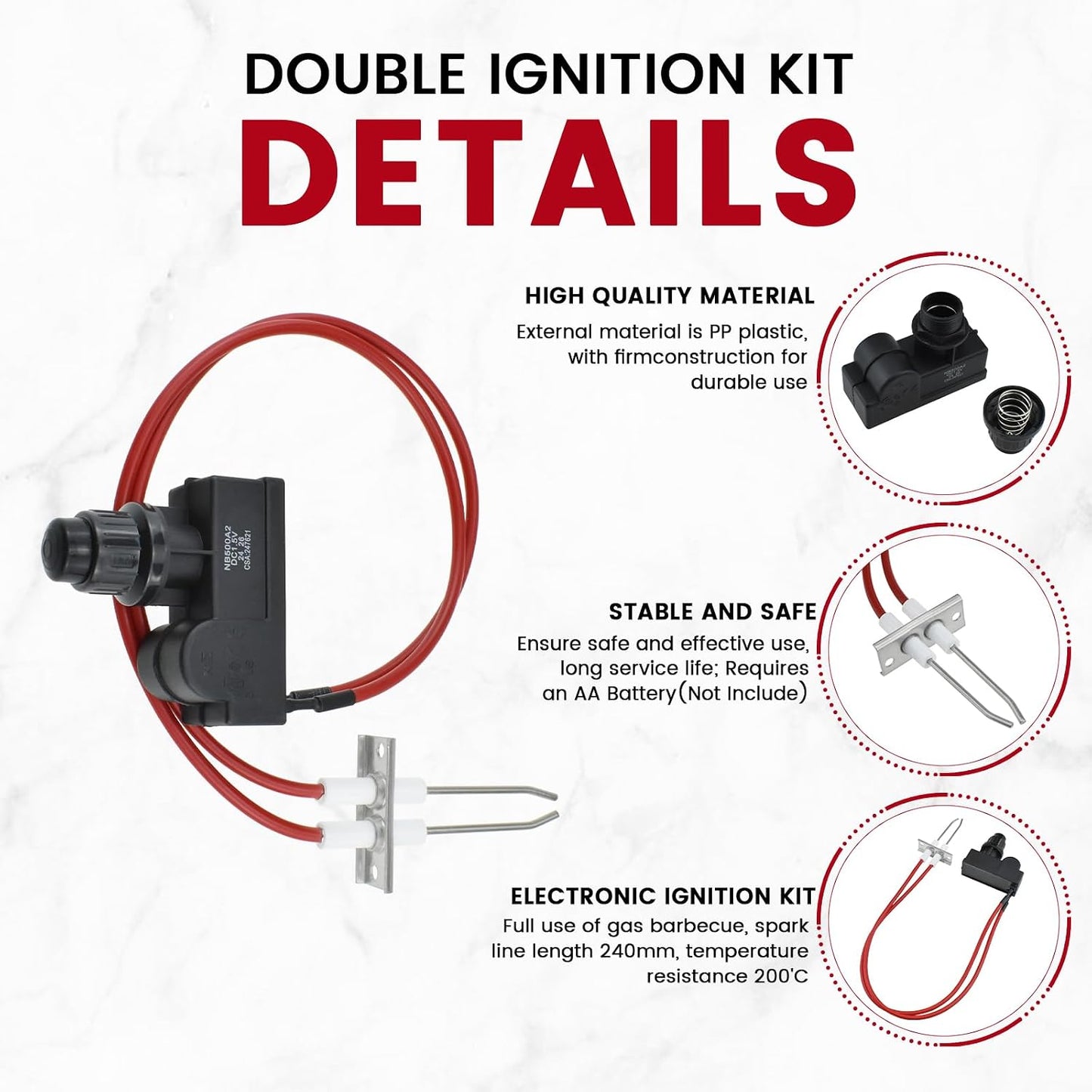Kit encendido doble generador chispas cables bujía parrilla