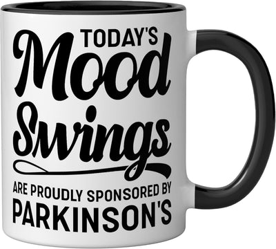 Taza cerámica para conciencia sobre el Parkinson en negro y blanco