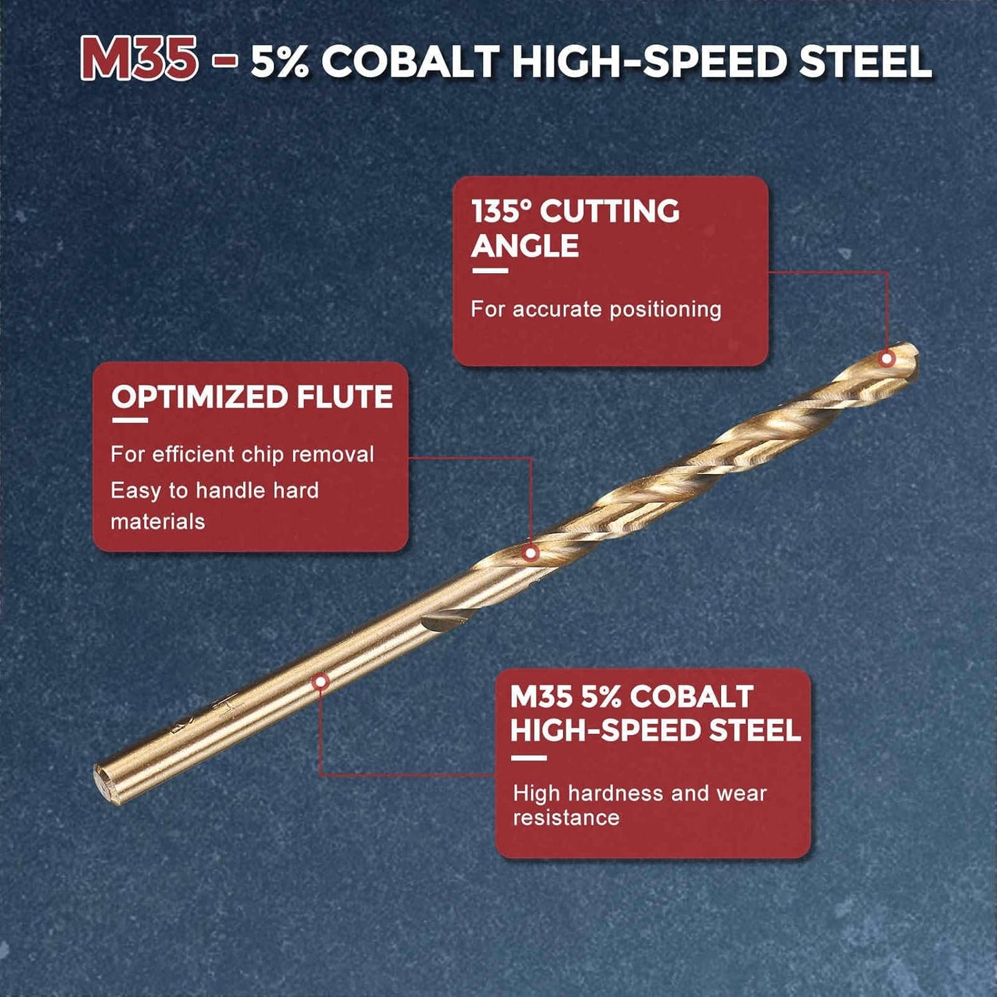 Broca HSS M35 5% cobalto 5/32 pulg 0.156pulg