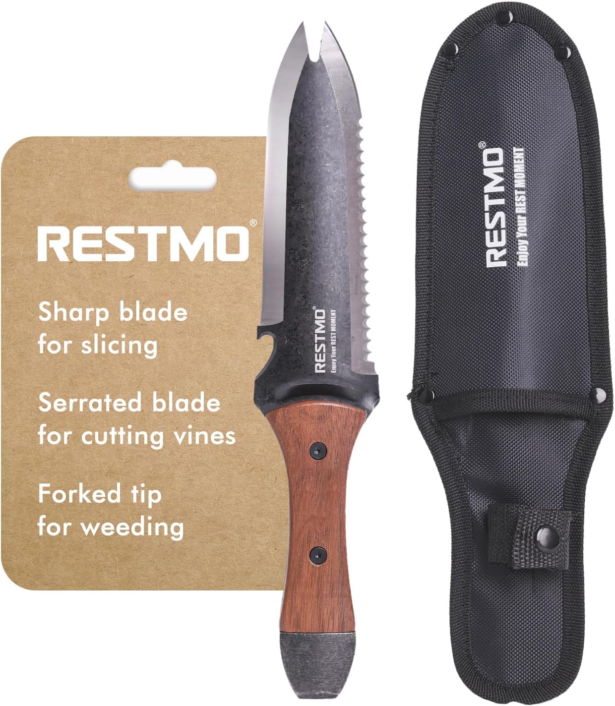 Cuchillo jardín Hori Hori acero inox doble punta