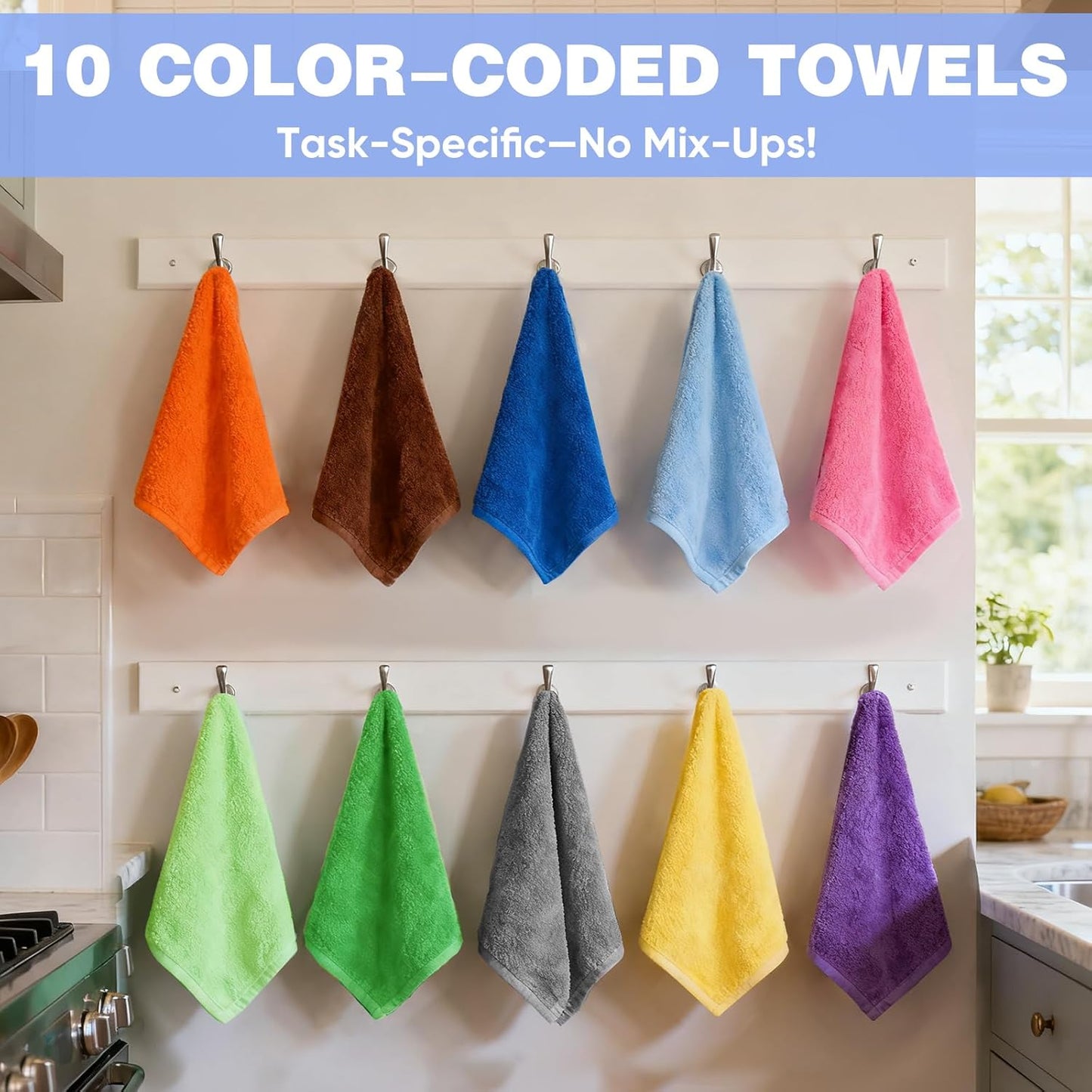 Pack 150 paños microfibra 10 colores limpieza coche cocina