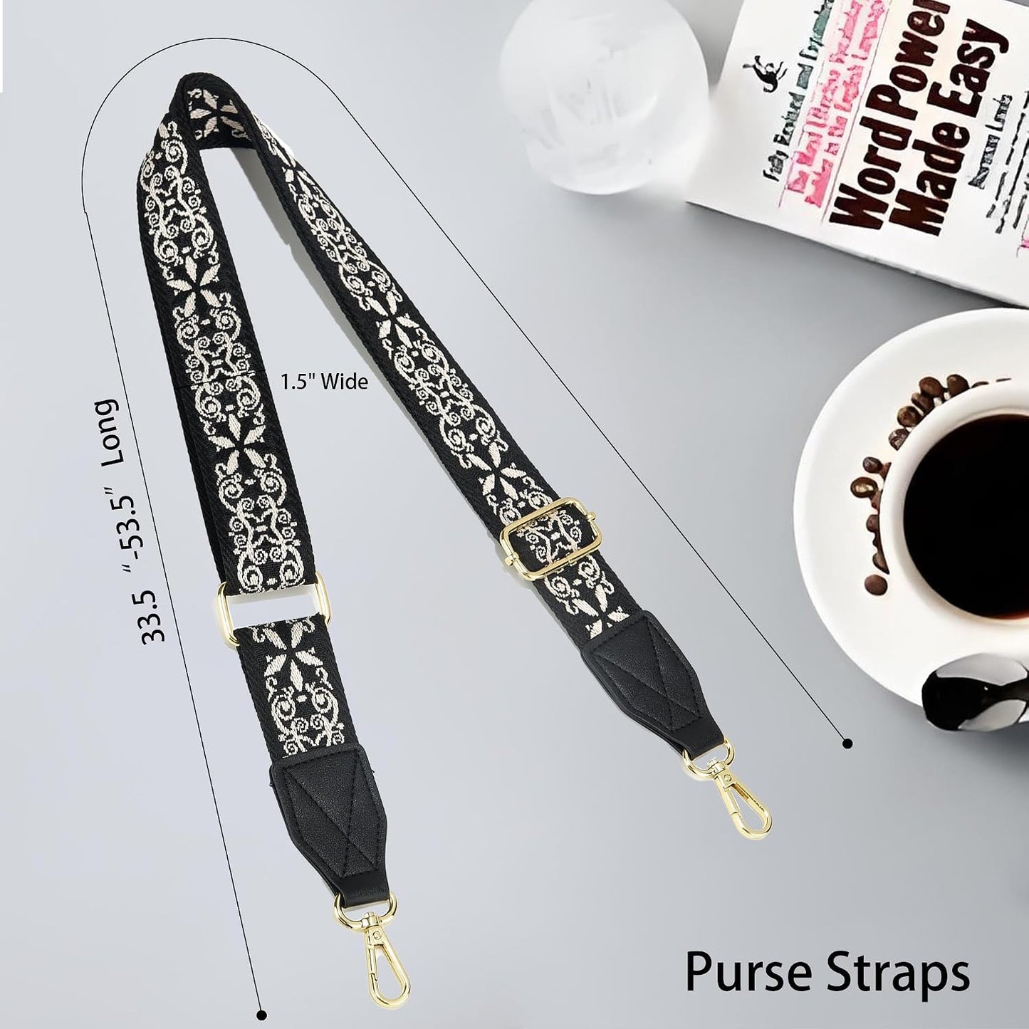Correa hombro cuero 1.5pulg ajustable retro multipatrón