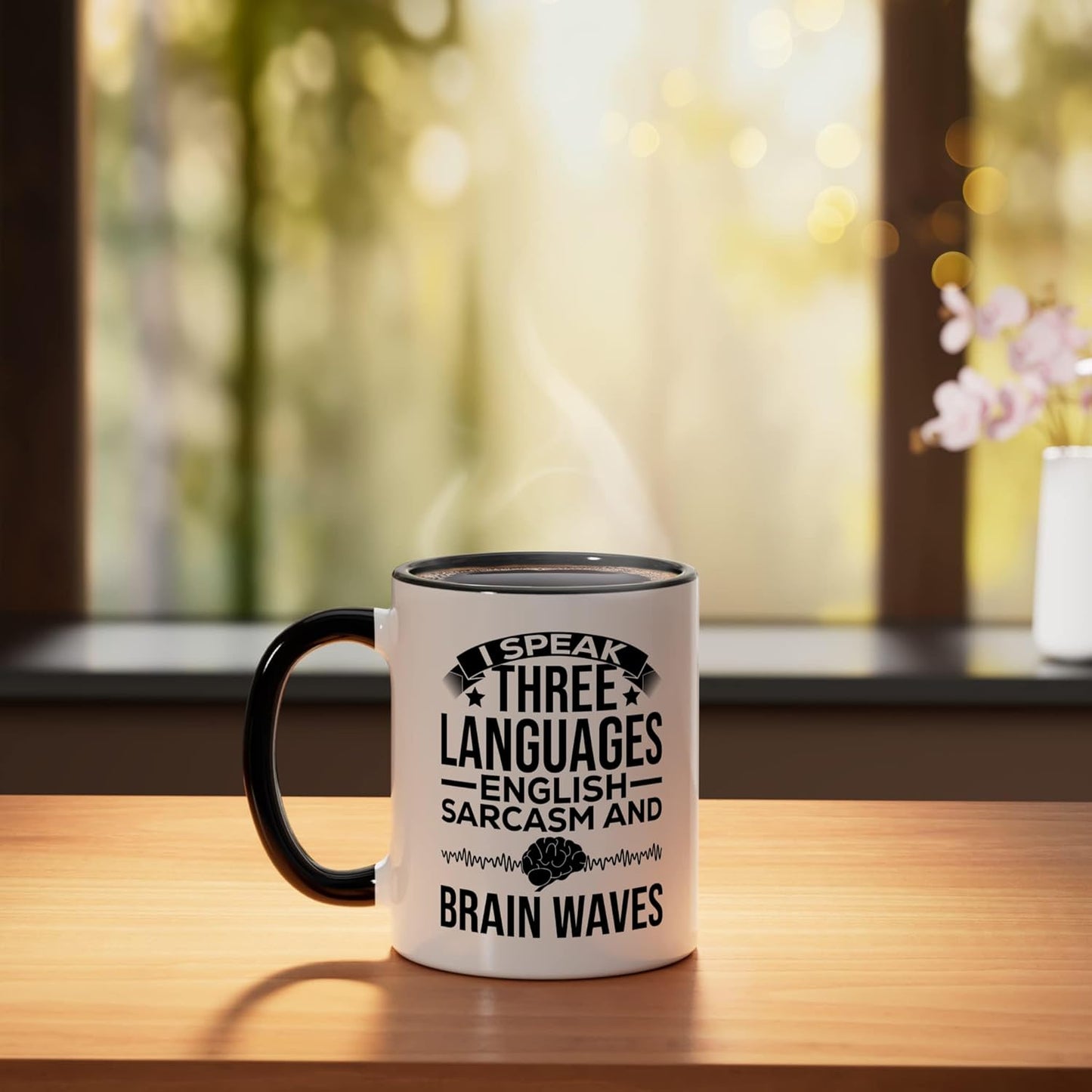 Taza de cerámica para técnico de EEG divertida negra/blanca