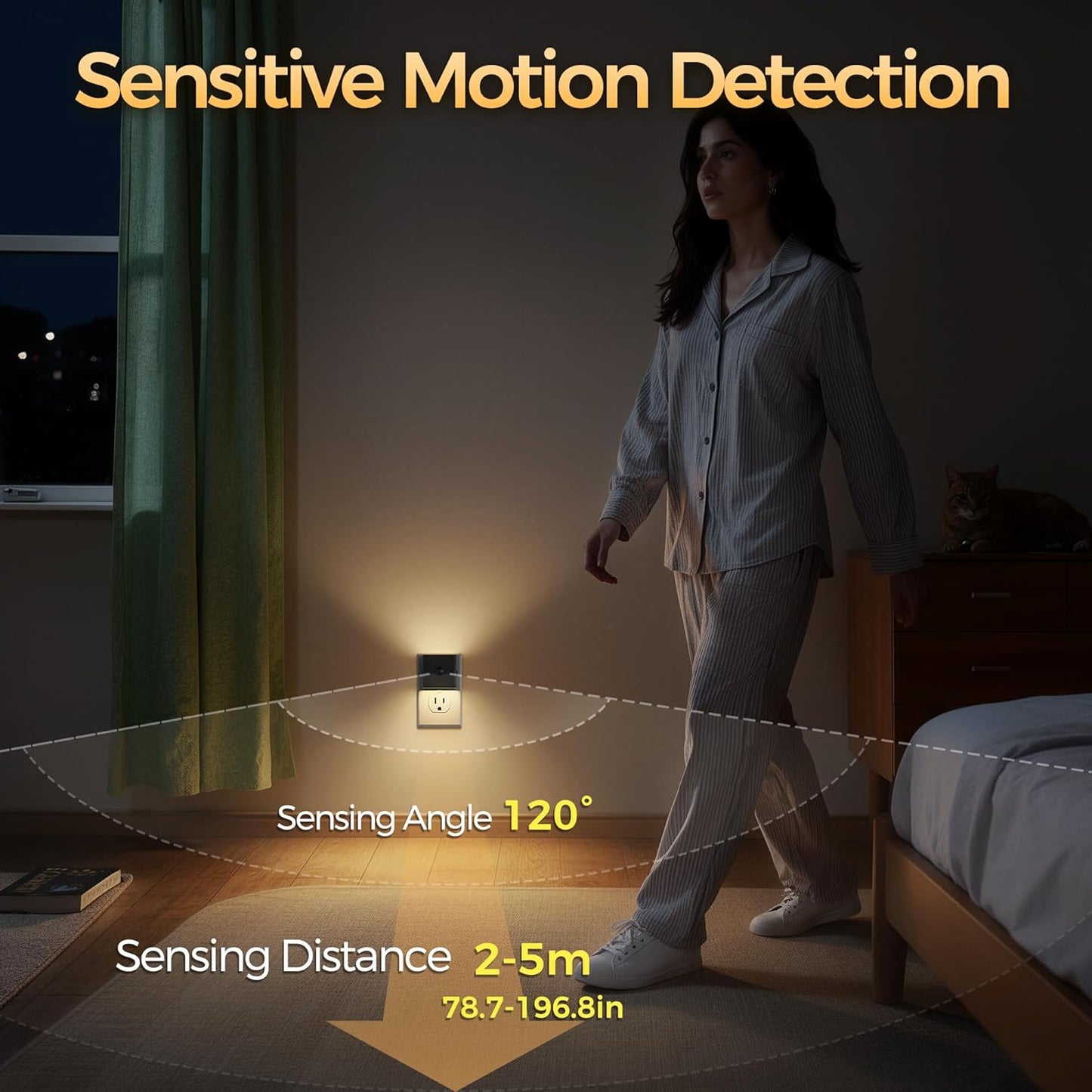 Luces nocturnas LED enchufables sensor movimiento dormitorio